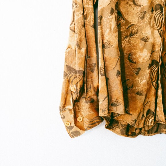 Vintage 80s/90s Fontelli Gold Metallic Fish Print Disco Shirt – Men’s M 15–15.5 - Picture 6 of 6